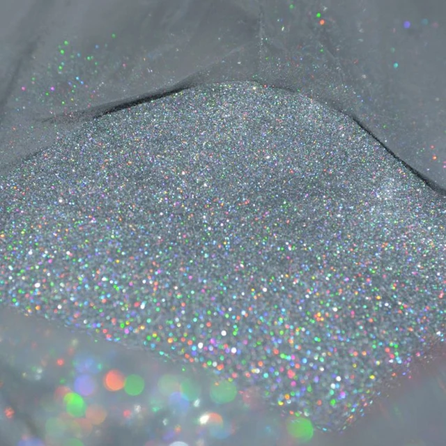 50g/Bag Laser Silver Nail Glitter 0.2MM ( 1/128") Holographic Fine Glitter Chrome Pigment Dust Powder For Nails Bulk Glitter