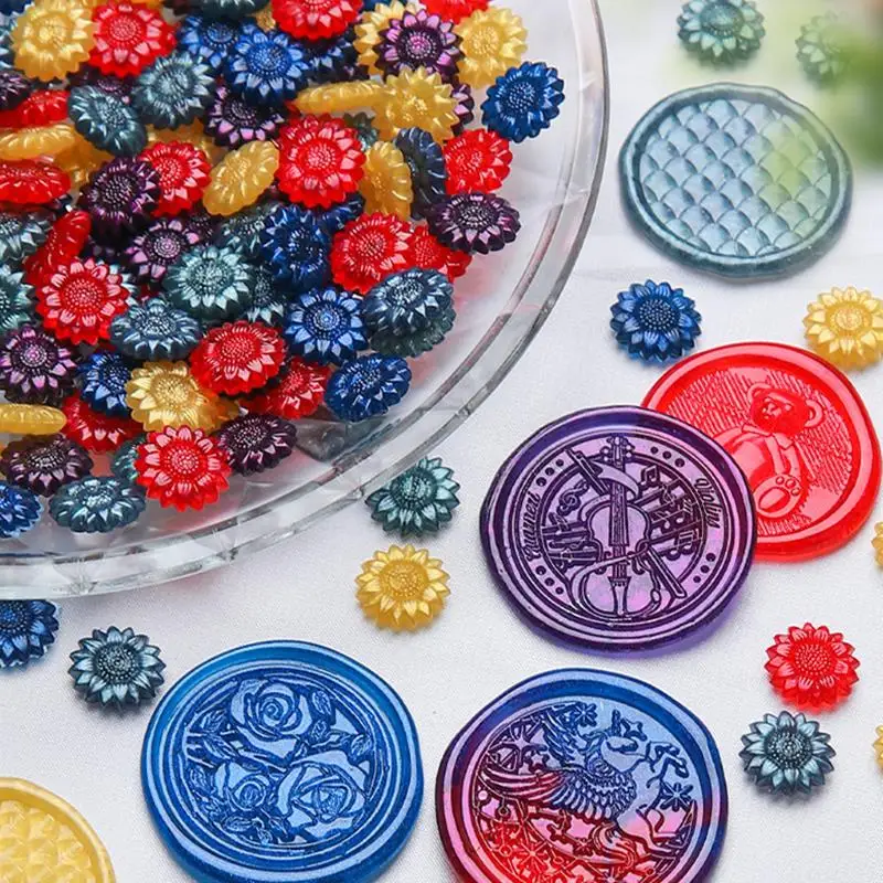 100pcs Mixed Color Glitter Dreamy Aurora Sealing Wax Stamp Beads DIY Envelope Wedding Invitation Scrapbooking Handcraft Decor