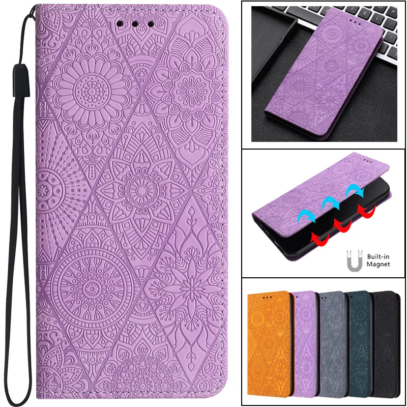 Per Samsung S21 Fe Custodia A Portafoglio In Pelle Fiore Vintage Per Samsung Galaxy S21 Fe S21 Ultra S21 + Plus 5G Coque Flip Phone Cover