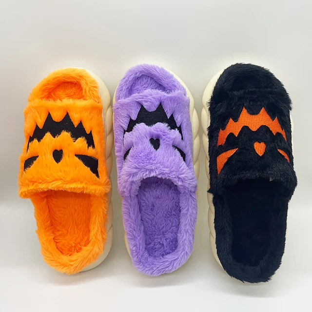 Women Men Flat Soft Fuzzy Slipper Comfortable House Flip Flops Highland Cow  Halloween Plush Slippers Lady Lantern Pumpkin Shoes - AliExpress