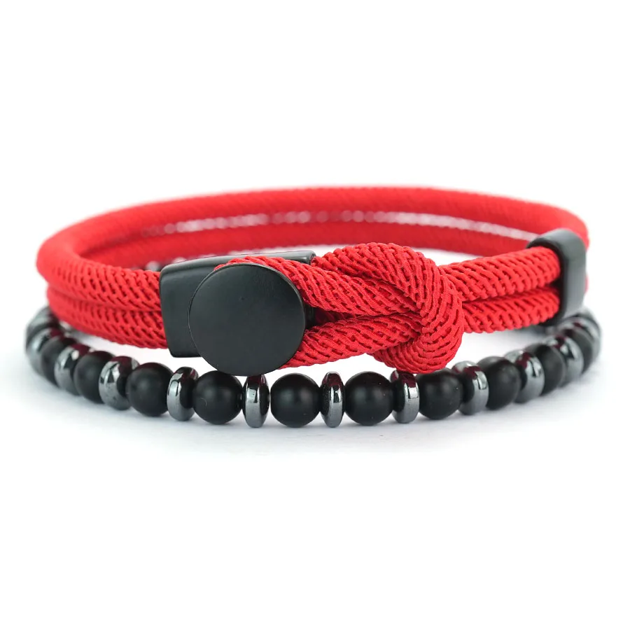 Men Hematite Stone Wrap Bracelet for Yoga Meditation