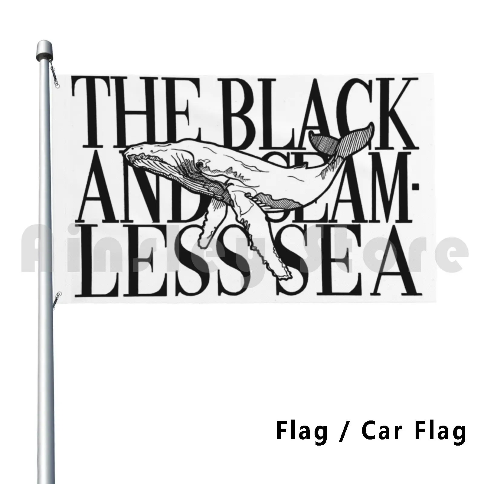 The Black And Seamless Sea Outdoor Decor Flag Car Flag Whale Ocean Sea Animal Fish Literature Cormac Etto