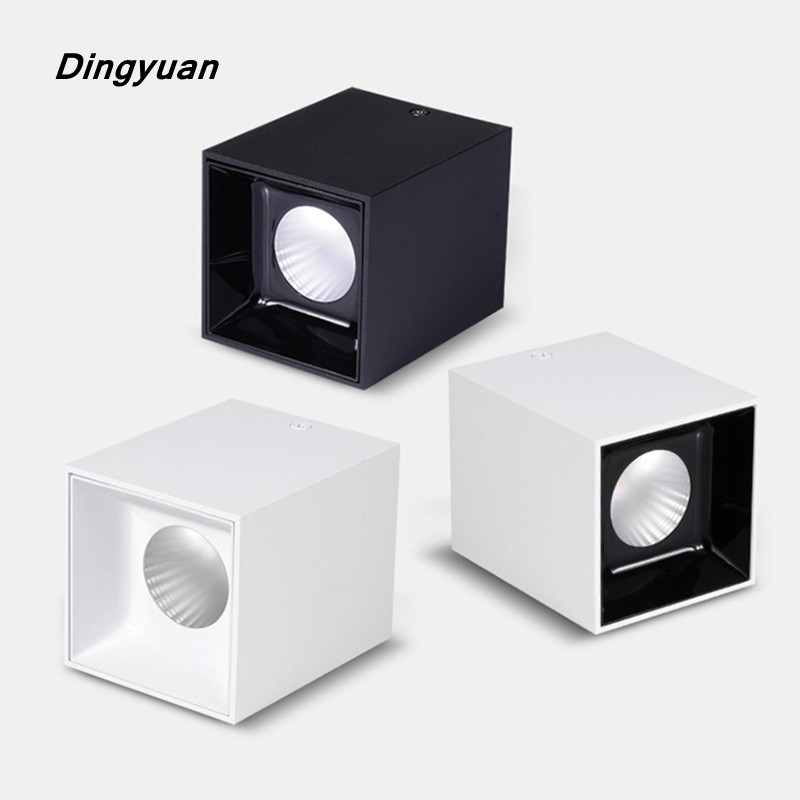 surface mounted square dimmable COB downlight 7W 9W 12W 15W 20W LED ceiling spotlight AC110-220V surface light indoor lighting