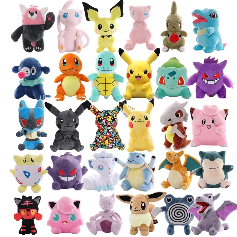 

Pokemon Plush Toy Cute Pikachu Stuffed Eevee Charmander Mewtwo Gengar Cubone Squirtle Anime Figure Doll Kids Baby Christmas Gift