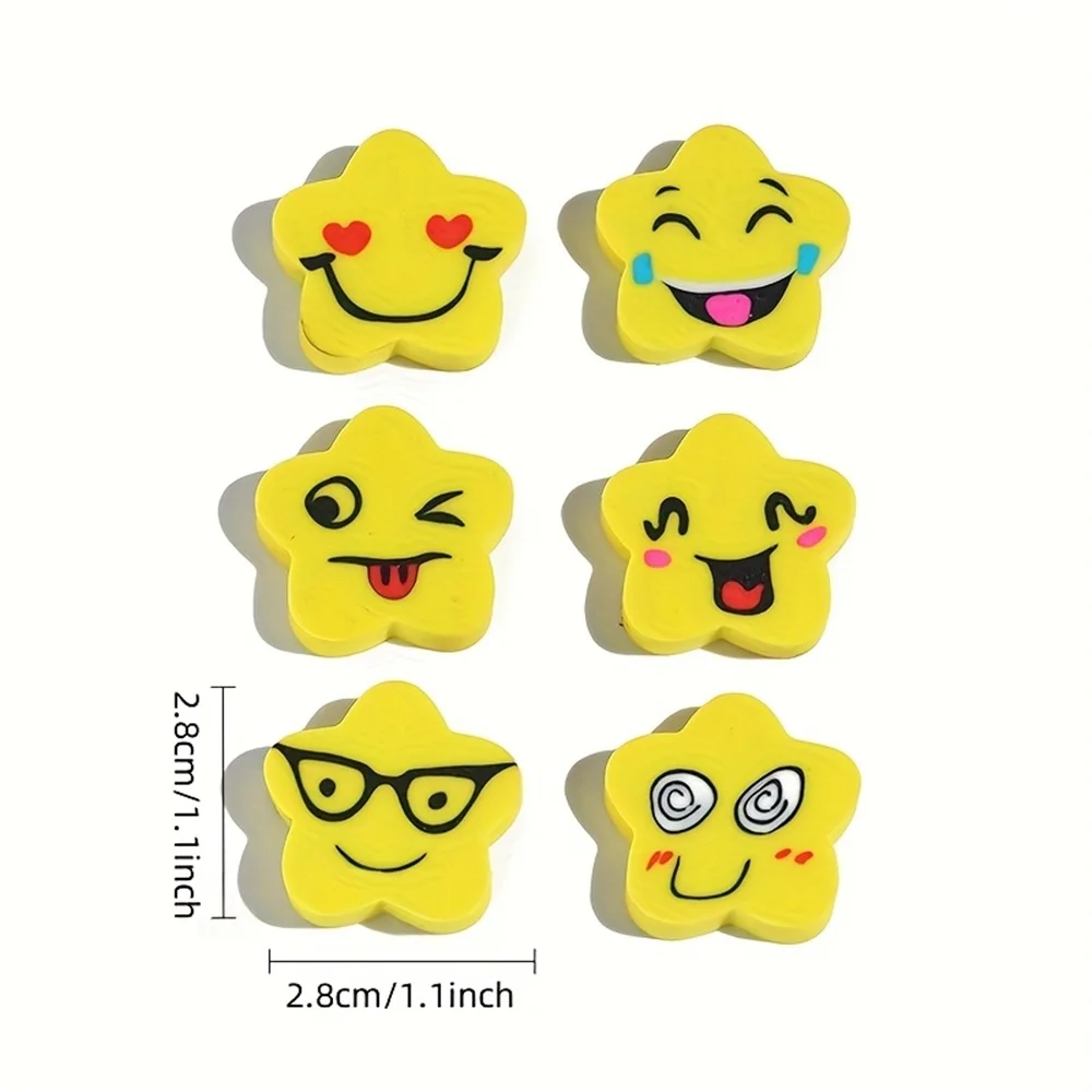 18Pcs Star Erasers - Fun Smiling Faces, Bright Yellow- No Residue,Classroom Prizes, Student Rewards, Homeschool, Office, Party - 4