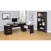 Adjustable Computer Desk & Chair Set Cappuccino Wood Desk & Gray/Chrome Chair Office Furniture Bundle Home Office Contemporary 2