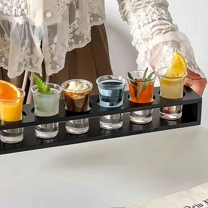 Shot Glasses 6pcs Shot Glass Set 1oz/30ml Shot Glass Holder Heavy Base for Whisky Tequila 6 Shot Glass Serving Tray (6pcs)