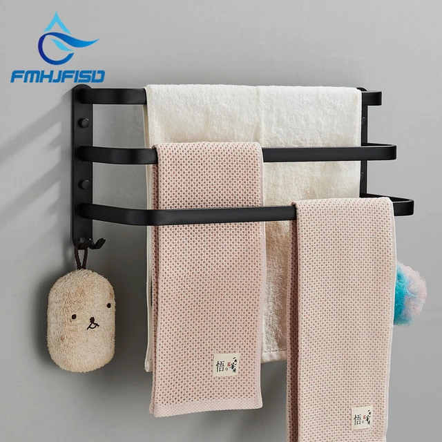 Crochet, barre à serviettes, noir mat pour porte-serviettes chauffant dans  la salle de bain