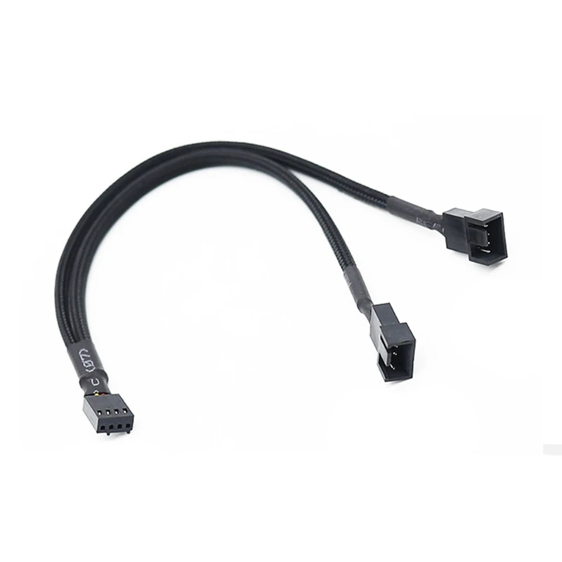 3X 1 To 2 Way Braided Cable Y Splitter 3/4 Pin PWM Male Connector Fan Computer PC Fan Extension Adapter Cable