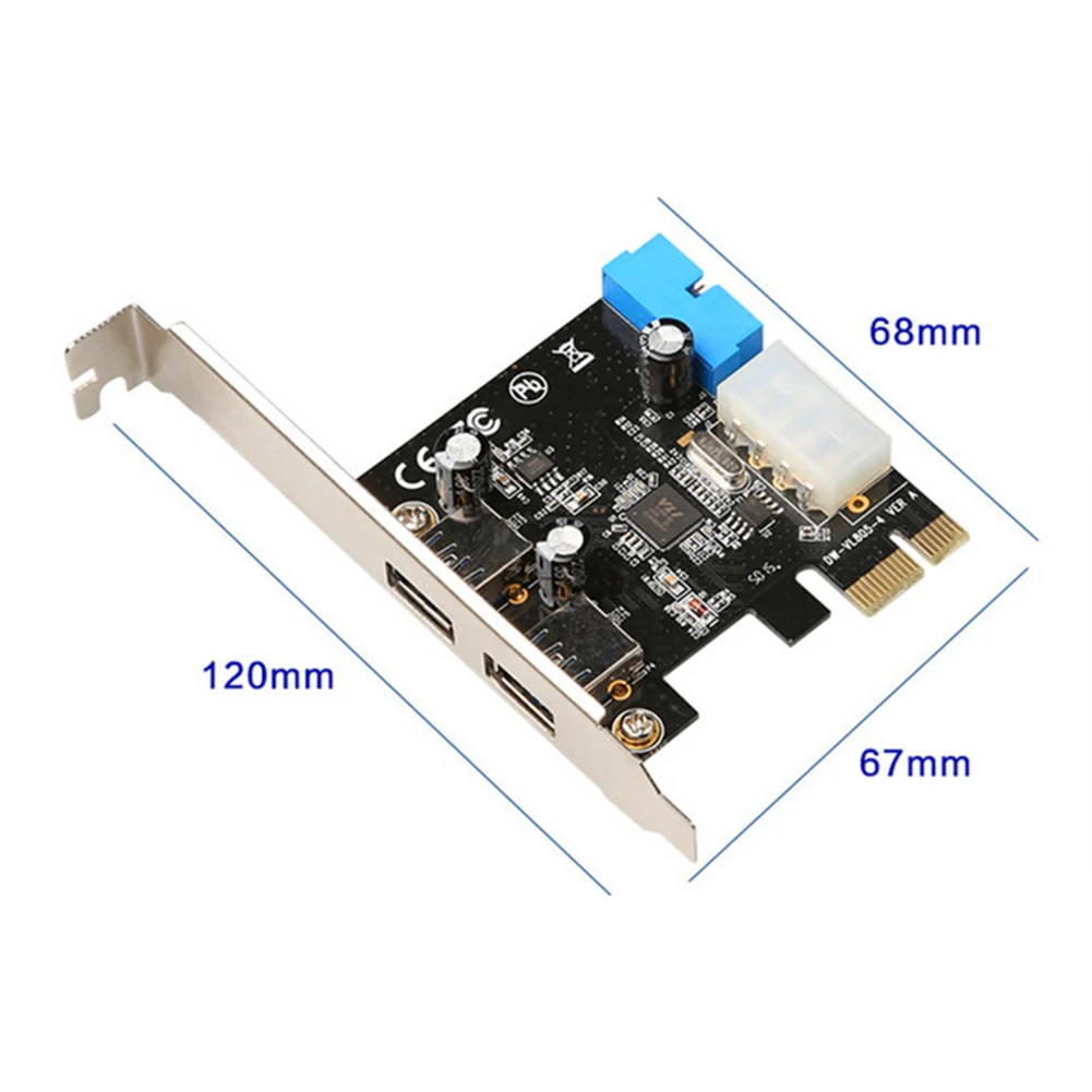 2 Ports USB3.0 PCI-E Expansion Card Adapter PCI Express PCIE to USB Hub 20Pin Adapter Desktop Motherboard Riser Card for Desktop