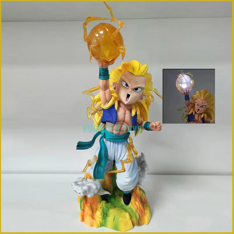 

35cm Dragon Ball Gotenks Gk With Scene Platform Luminous Collection Handmade Model Decoration Anime Surrounding Gift