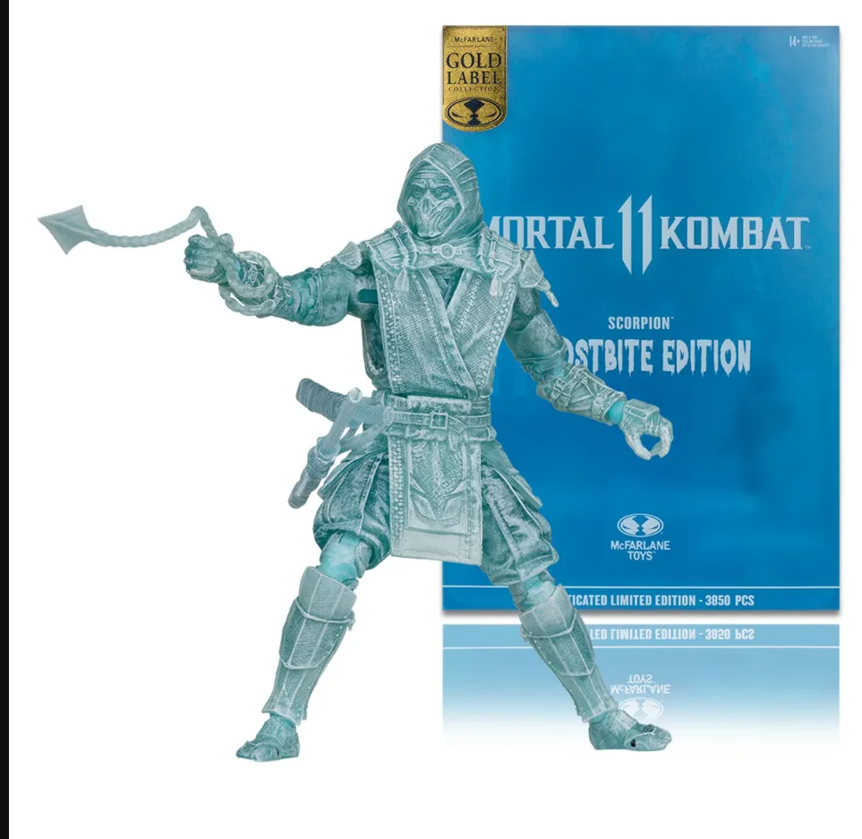    דמויות פעולה בגודל 7 אינץ' של McFarlane Toys Mortal Kombat Scorpion Frostbite Edition עם תווית זהב