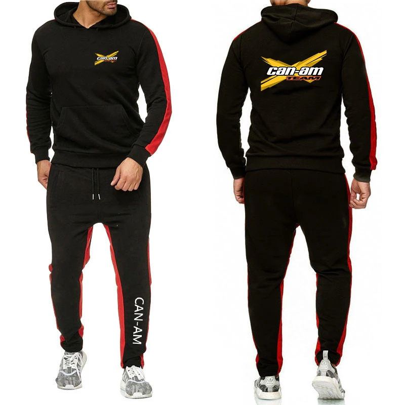CAN-AM BRP 2022 Men's New Tracksuit Solid Color Spring Hoodie Tops+Pants 2 Pieces Casual Sports Running Sportswear Clothing Suit