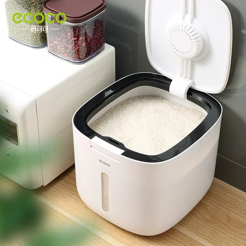

ECOCO 5/10KG Kitchen Collection Nano Bucket Insect-Proof Moisture-Proof Sealed Rice Cylinder Grain Household Storage Rice Box
