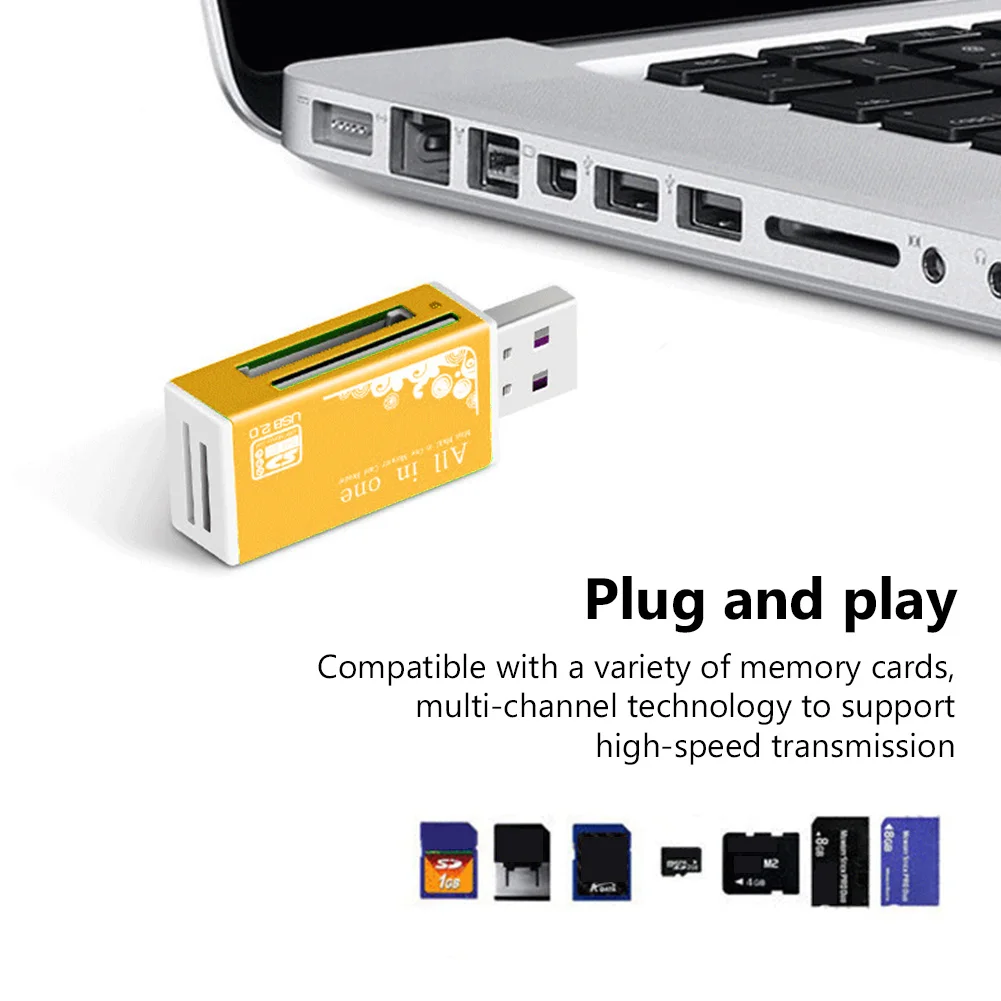 4-in-1 Multi-Format USB 2.0 Memory Card Reader Adapter