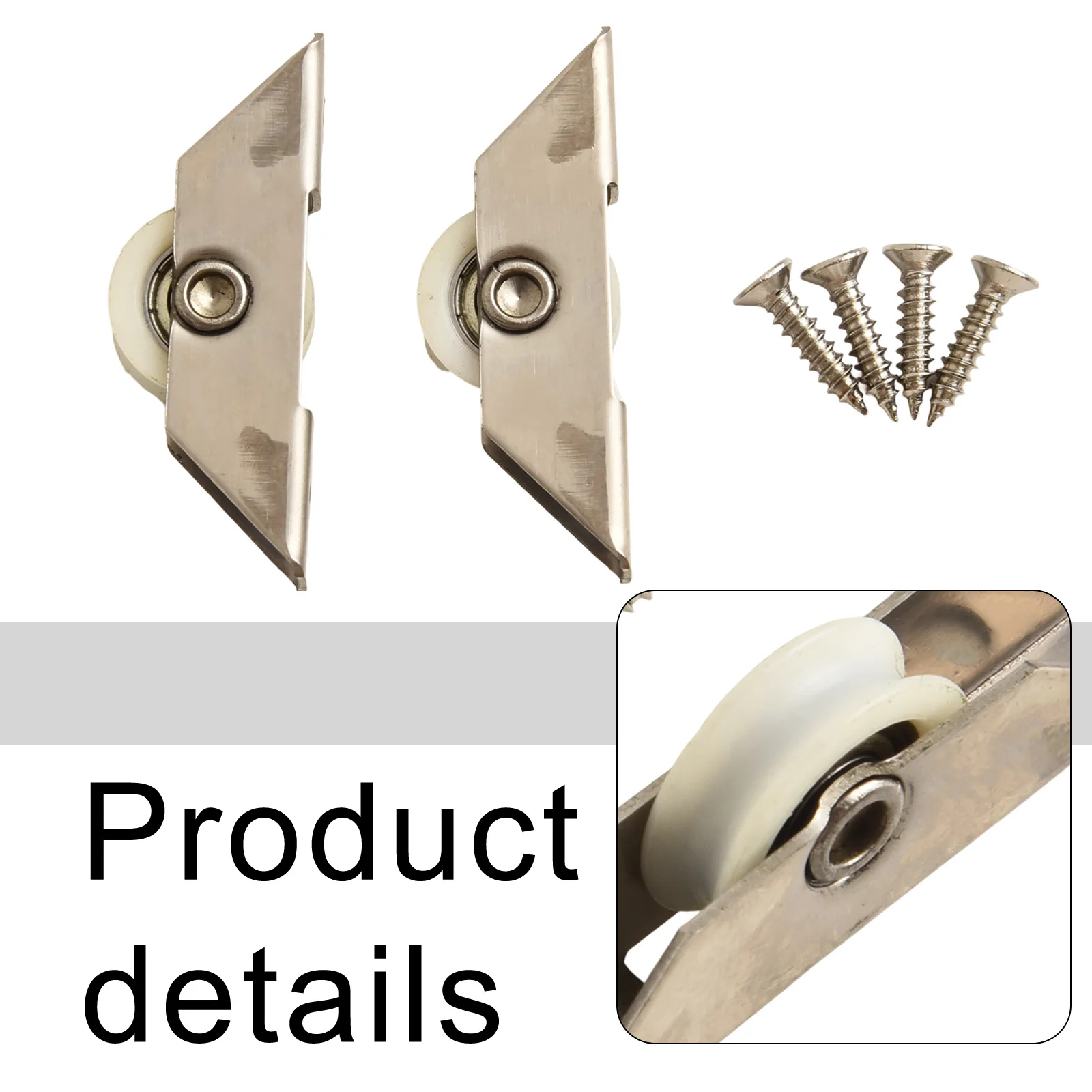 2PCS Door Pulley For Windows And Cabinet Doors Stainless Steel Shell And Carbon Steel Bearing Screen Window Door Sliding Wheel