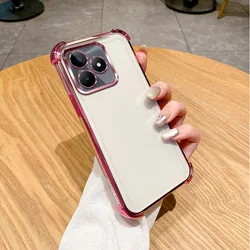 Clear Electroplate Shockproof Phone Case Bumper - Durable Protective Cover for Realme C51s (Pink)
