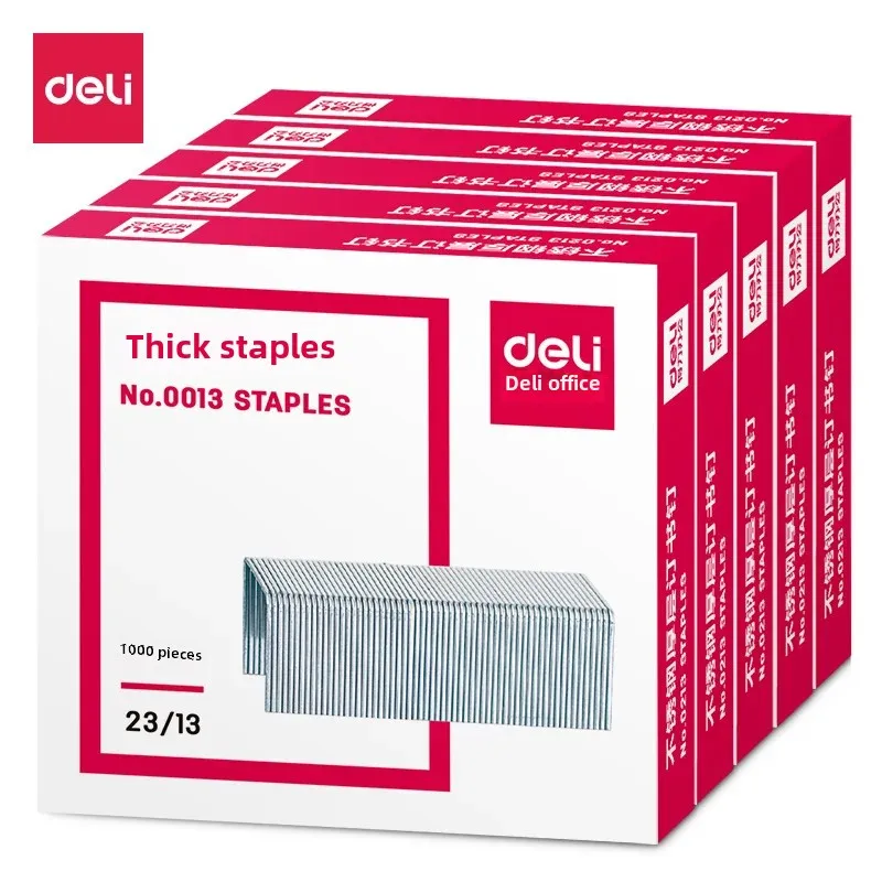 Deli Thick Bonded Staples Office Supplies 1000 Pieces/Box 5 Boxes Set Customizable Size Color Staplers for Business Use