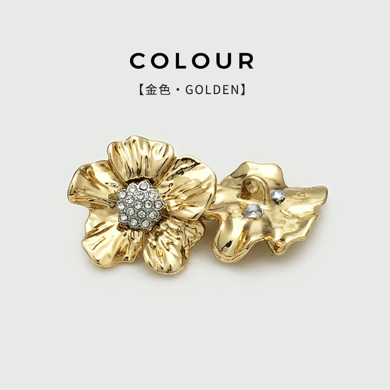 8 개/몫 23mm 하이 엔드 다이아몬드 박힌 꽃 금속 단추 정장 재킷 불규칙한 5 꽃잎 꽃 장식 단추 N930