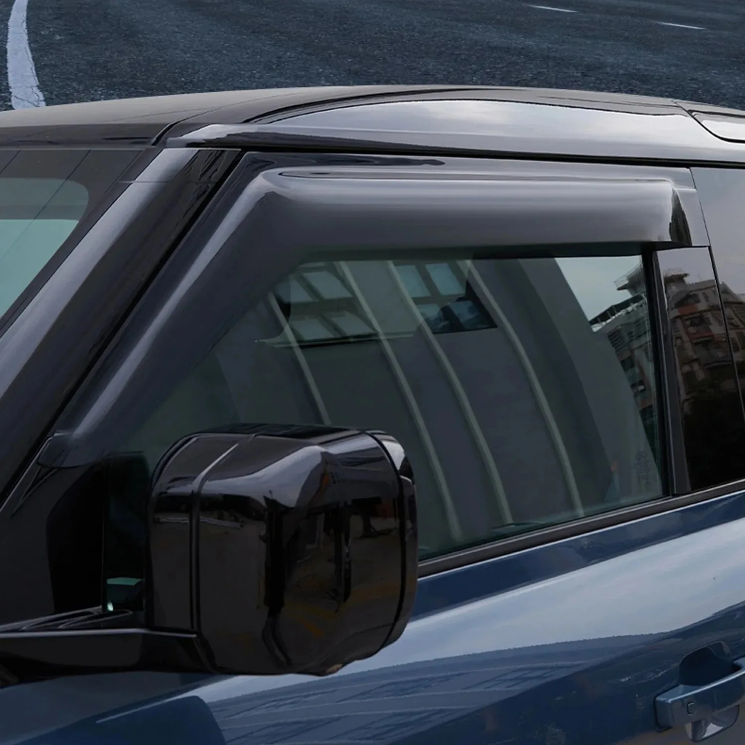 Black Exterior Window Visors Rain Sun Deflector For Land Rover Defender 90 110-Visor Guard Cover ABS Car Accessories