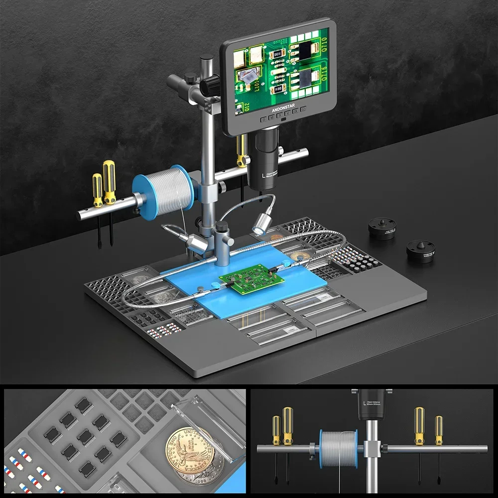 Andonstar 2024 New Trinocular 2000X UHD 2160P HDMI Digital Microscope AD246SM-Plus for PCB SMD Soldering for Phone Repair Tools 4