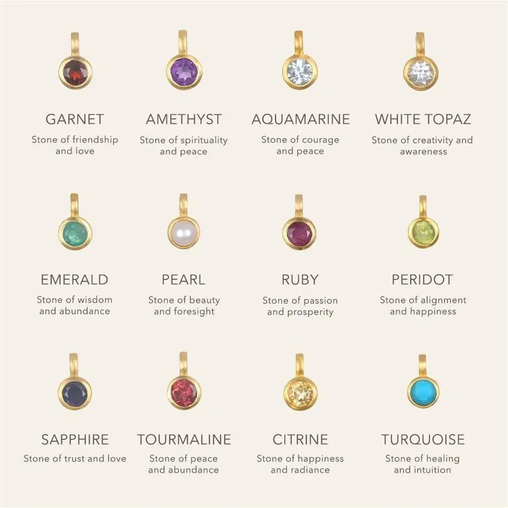 Fashion Multicolour Crystal Necklace Charms for Women Stainless Steel Gold Color 12 Month Birthstone Small Pendant Charm Jewelry