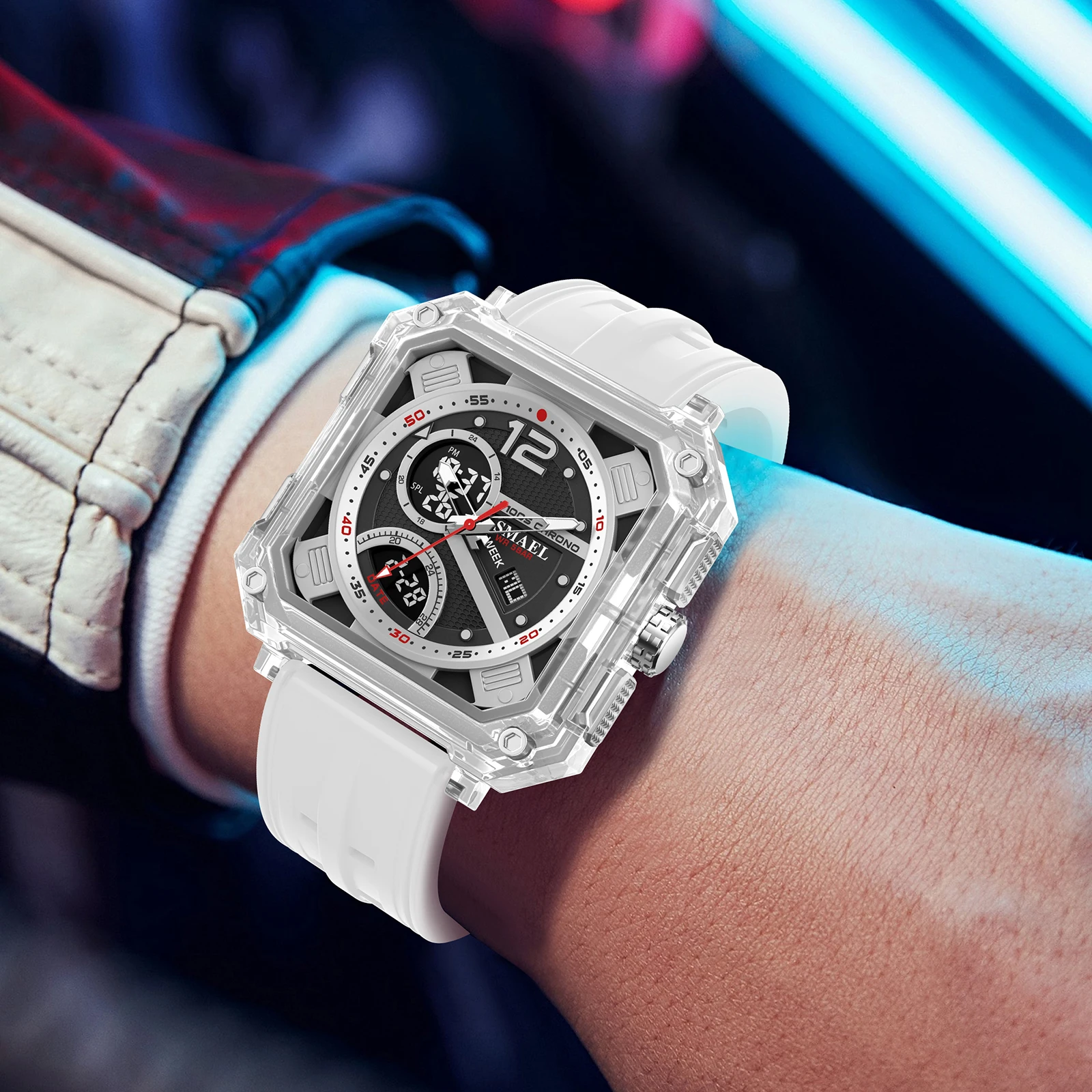 Men's Military Sports Watch - 50M Waterproof Digital Wristwatch with LED Light, Stopwatch, and Alarm