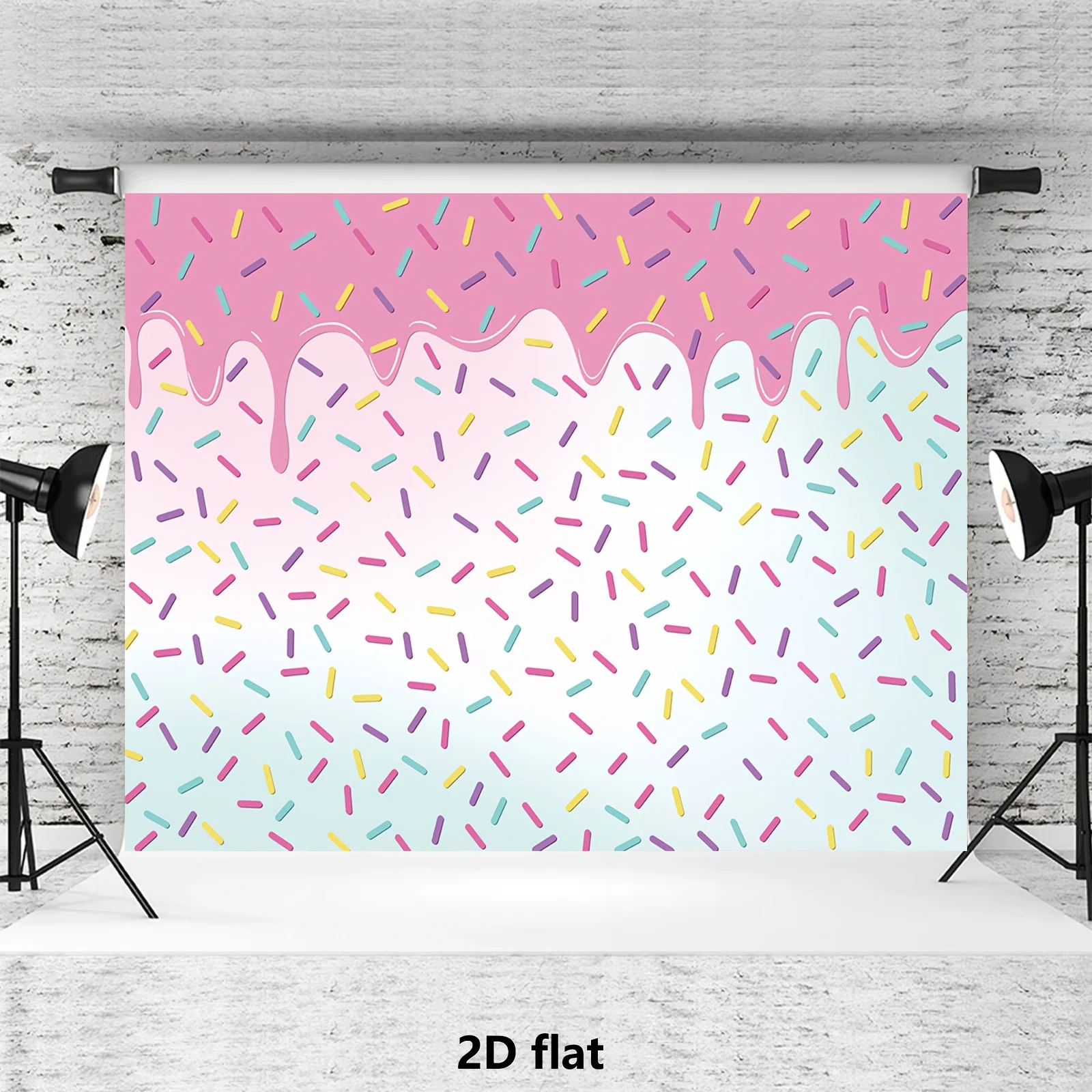 Party-Hintergrund mit Donut-Motiv – helles Konfetti-Design, Fotografie-Hintergrund aus Polyester, geeignet für Geburtstagsfeiern, wsj – Detail 1