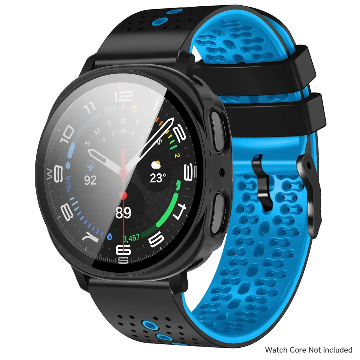 Two-Tone Silicone Strap with Glass Protective Case and Tempered Film