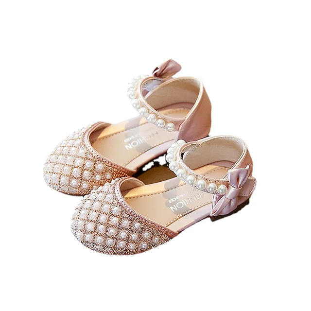 Summer Girls Sandals Fashion Sequins Rhinestone Bow Girls Princess Shoes Baby Girl Shoes Flat Heel Sandals Size 21-35 SHS104 SHS134 Pink