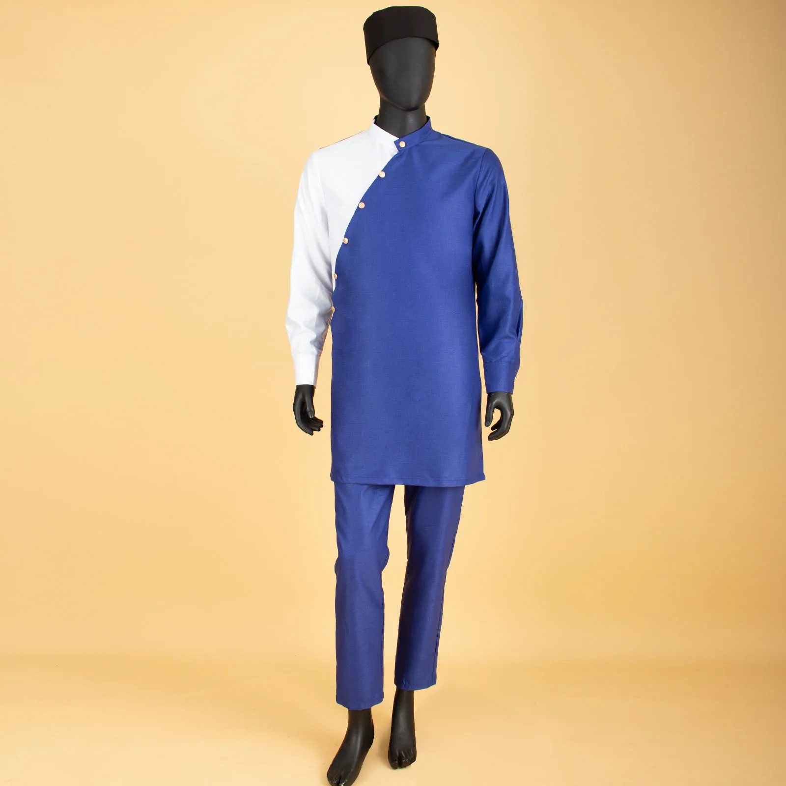Bazin Riche Men 3 Pieces Pants Sets African Design Clothing African Men Clothes Casual Men Shirt Pants and Hat Sets S2116006