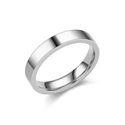Stainless Steel Glossy Flat Couples Rings - Rose Gold & Silver Plated Finger Jewelry - 5 (Silver Plated)