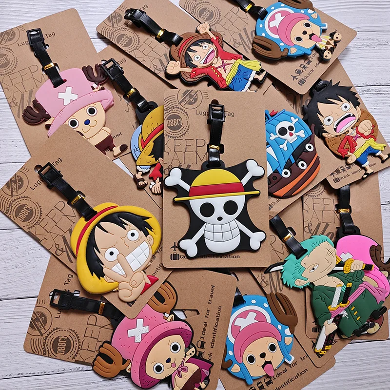 One Piece Cartoon Luggage Tags Ornament Cute Luffy Chopper Silicone Bag Luggage Pendant Travel Suitcase Decoration Accessories