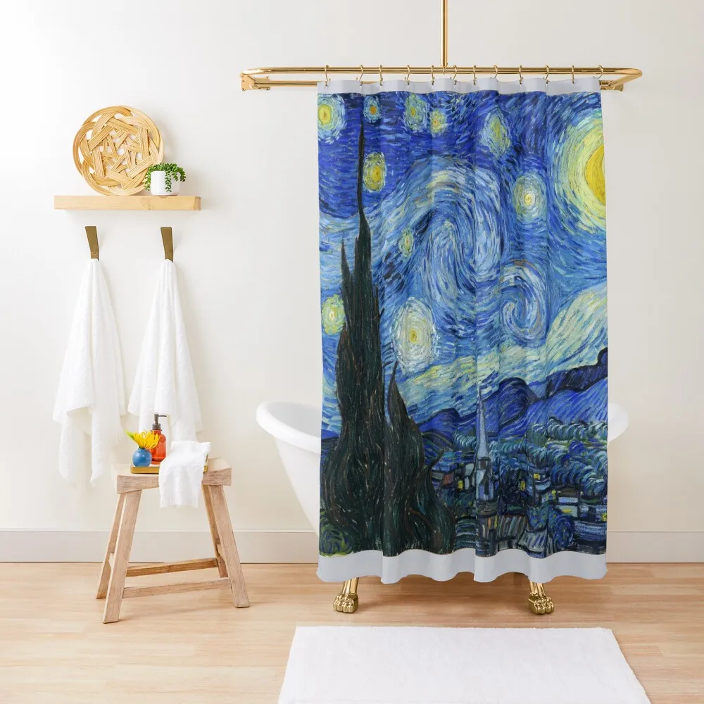 

Vincent Van Gogh - Starry Night Shower Curtain Bathroom Accessories Bathtub Set For Bathroom Waterproof Fabric Bathroom Curtain