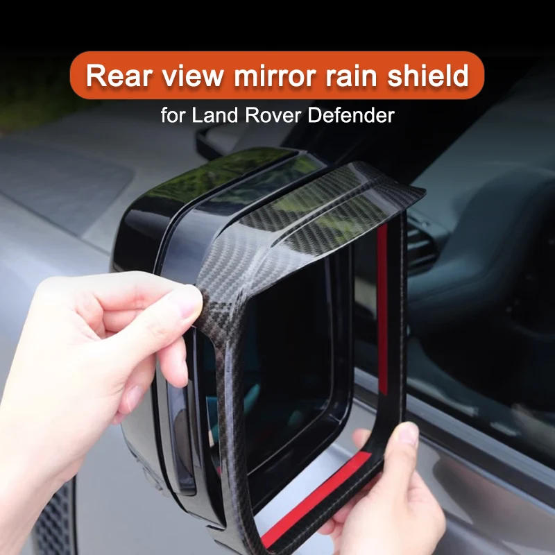 Rear View Mirror Rain Shield for Land Rover Defender 90 110-Reversing Mirror Sisor with Carbon Fiber Pattern