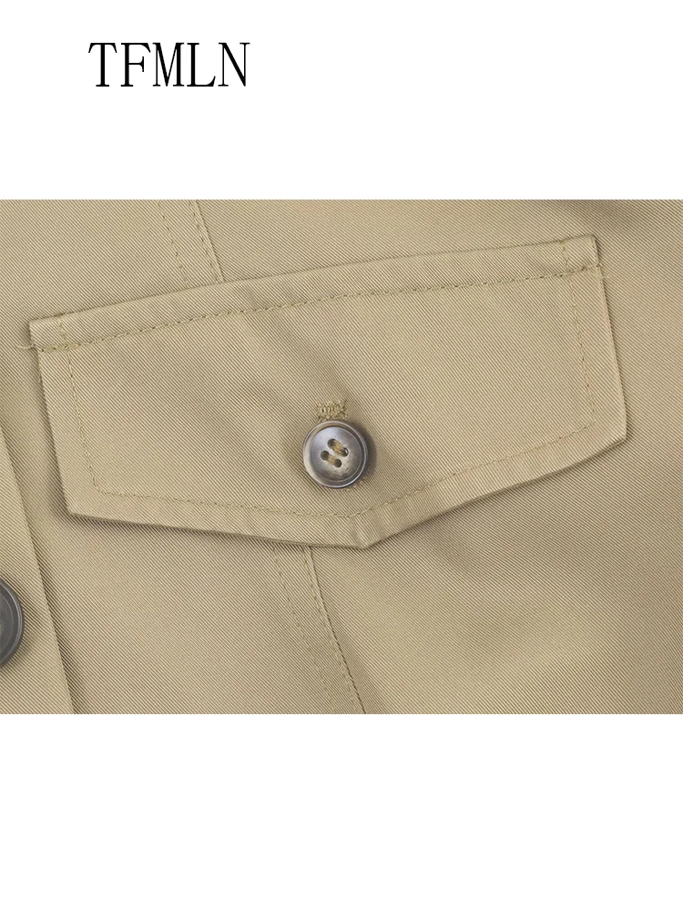 Retro 2025 Autumn Woman Stand Collar Jackets Fashion Single Breasted Pockets Solid Causal Chic Coats High Street Slim Outwear