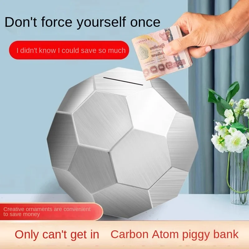 

The New Stainless Steel Football Money Storage Jar Only Accepts Children's Gifts Capacity Popular Money Bank piggy coin box