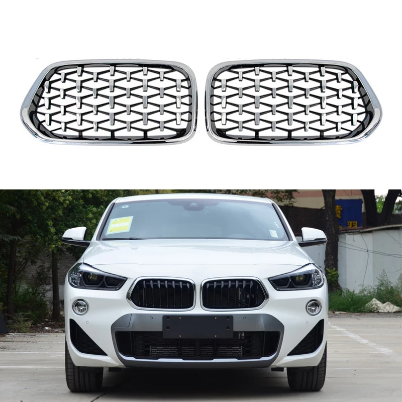 

Diamond Car Front Bumper Kidney Grille Racing Grill Gloss Black Grilles Grills Trim For BMW X2 F39 2018-2022 ABS New Accessories