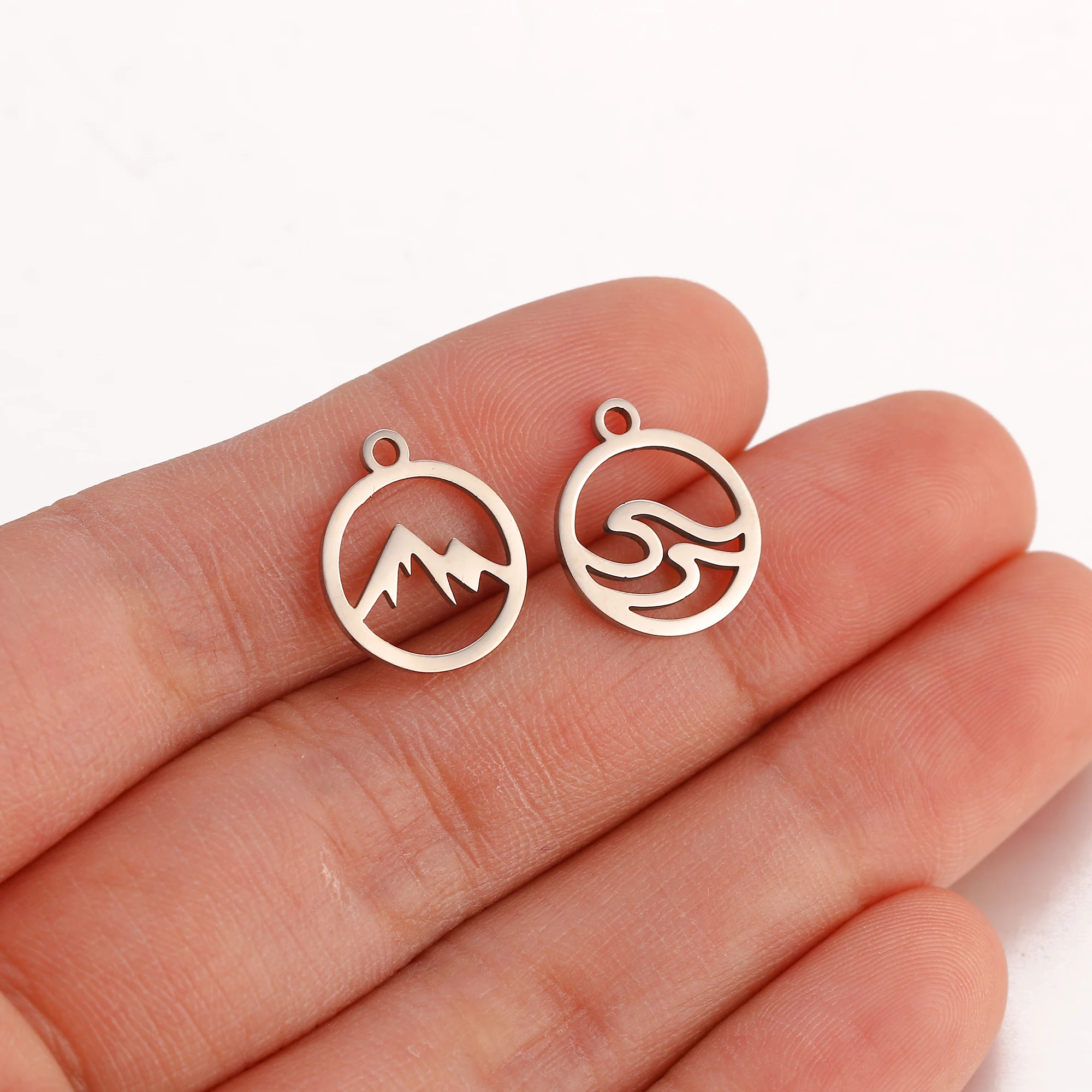 5 teile/los Schöne Sonne Mond & Berg & Meer & Segelboot & Auto & Fischschwanz Charms Für Schmuck Machen liefert DIY Halskette Ohrringe Armband – Detail 16