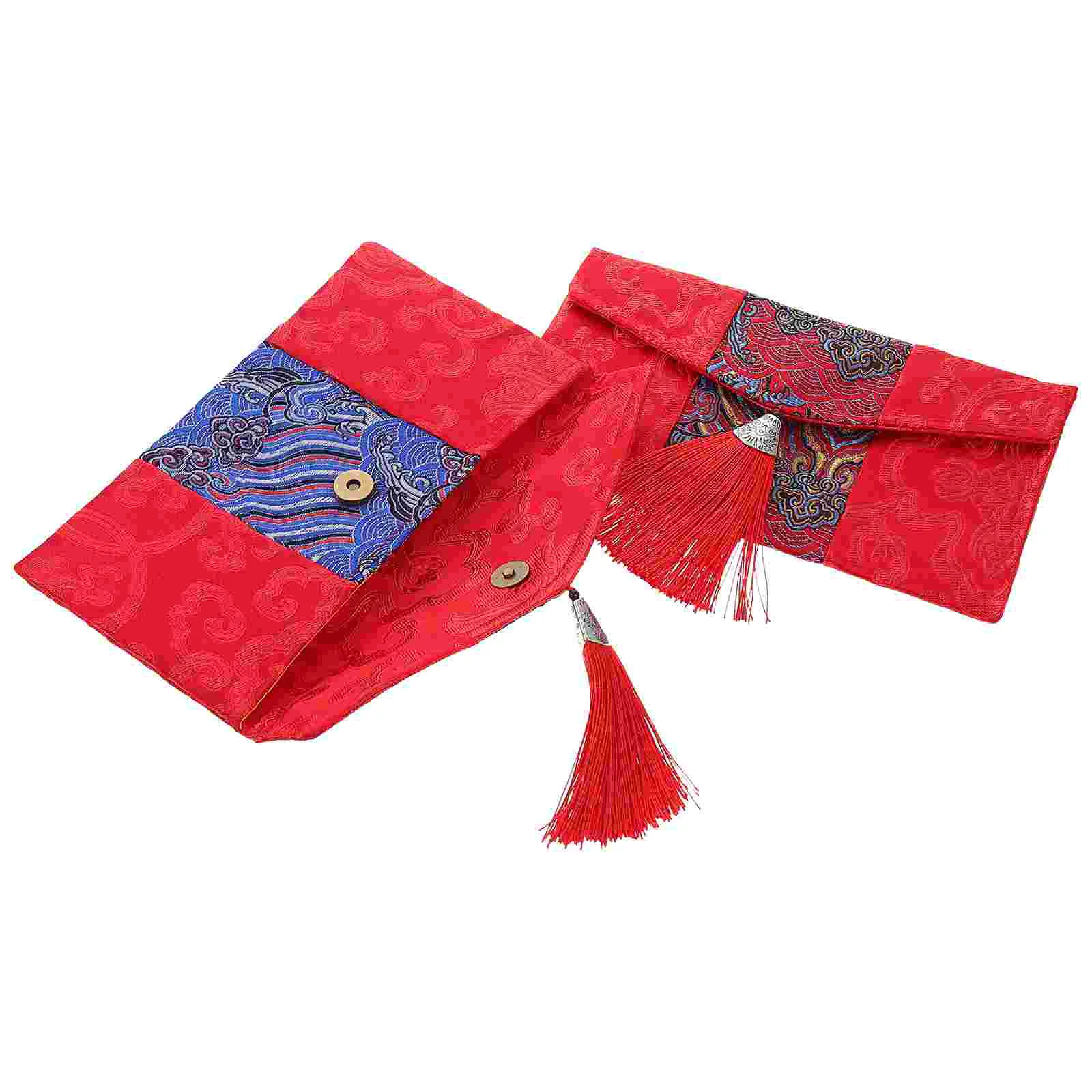 2 Pcs Chinese Fabric Red Envelope Spring Festival Silk Packets Wedding Purse Money Bag Style