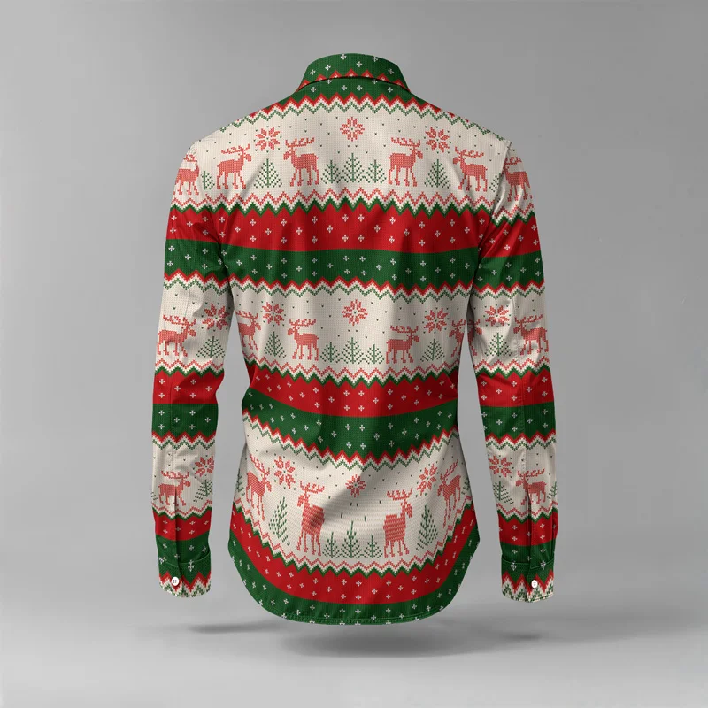 Christmas Printed Men's Shirt Set Two Piece Gingerbread Snowman_voghion.com