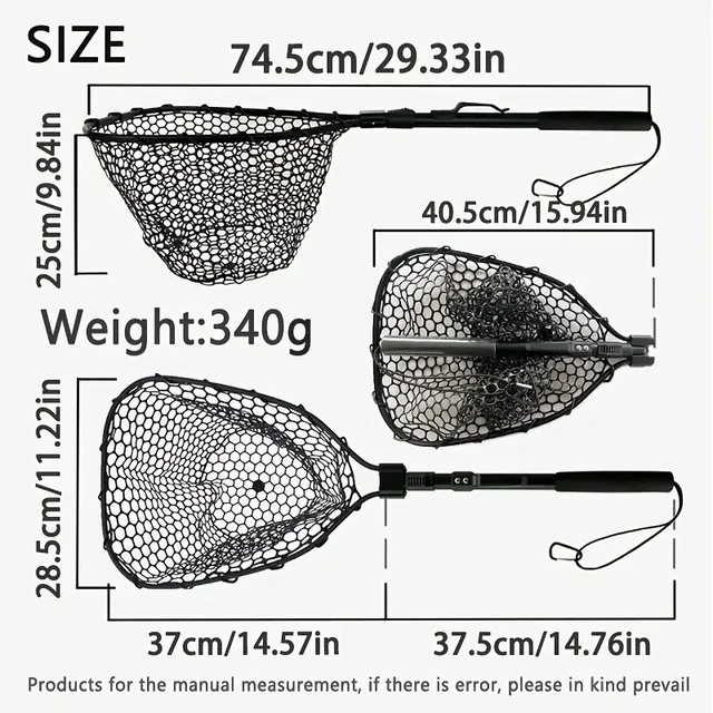1pcs Portable 29.33in Length Folding Fishing Brail Net Lightweight Aluminum Alloy Frame Fishing Landing Scoop Net for Freshwater 5