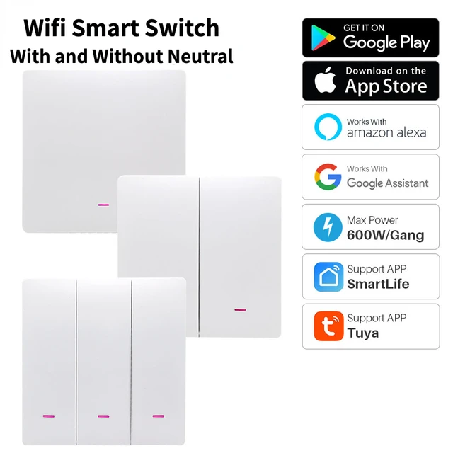 Interruptor Inteligente Wifi Happy Life 3 Vías Compatible Alexa Y