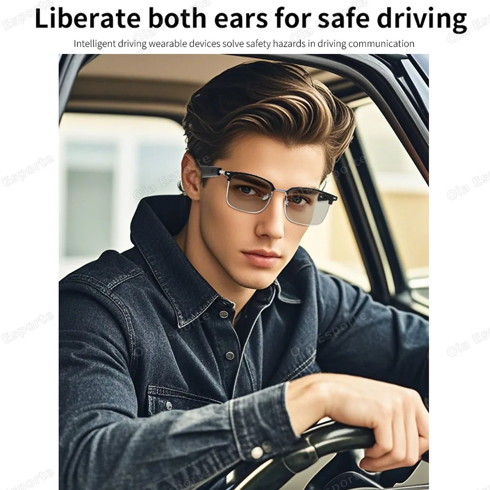 Ola Esporte Bluetooth Smart Glasses Automatic Adjustment AI Voice Music Eyewear Waterproof Call Eyeglass For Anti-blue Light New
