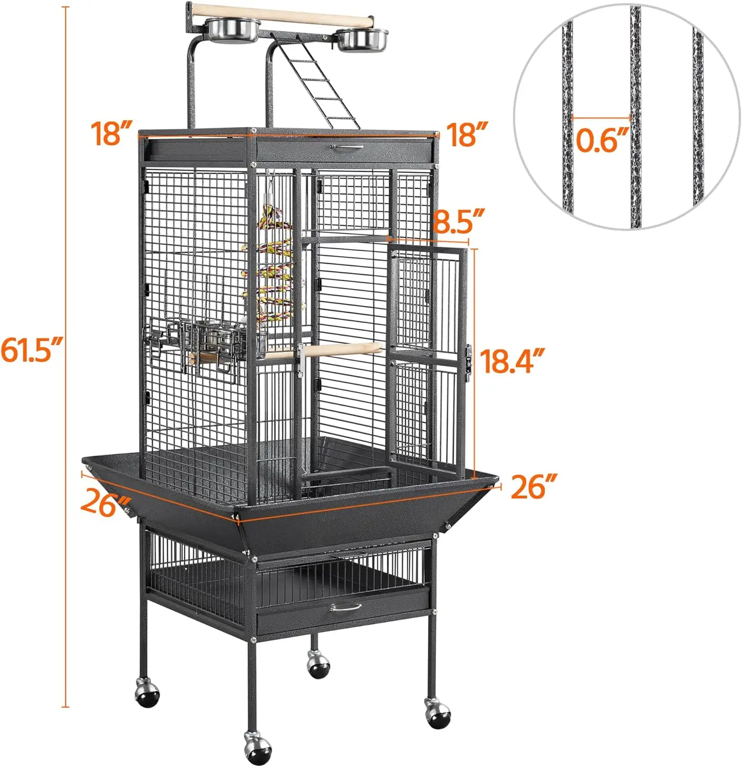 Large Bird Cage with Rooftop Playground 5