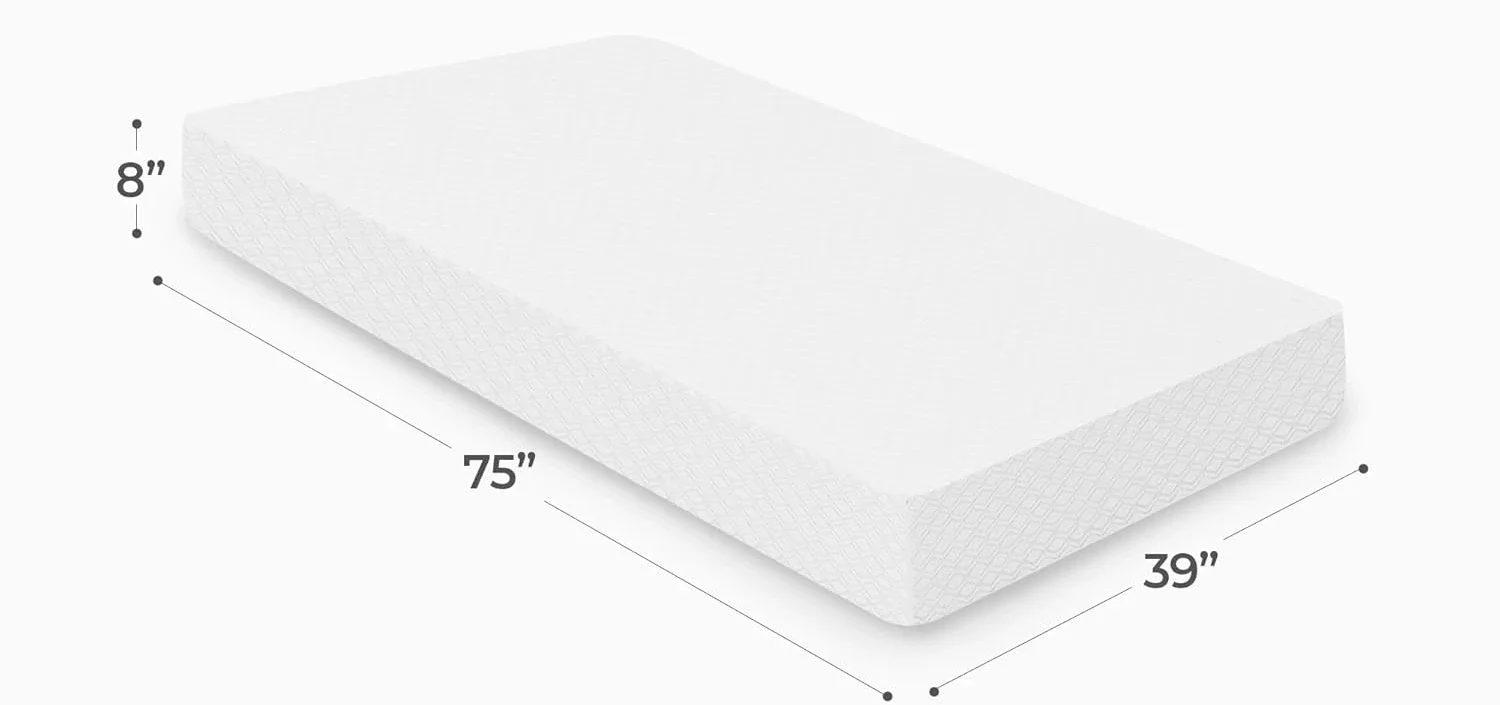 8 Inch Twin Cooling Gel Memory Foam Mattress Medium Firm CertiPUR-US Enhanced Pressure Relief Removable Soft Cover