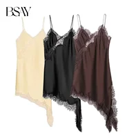 BSAY Lace Asymmetric Dress Summer New 2025 Women's clothing Fashion V-neck Sexy mini dress vest chic French Evening