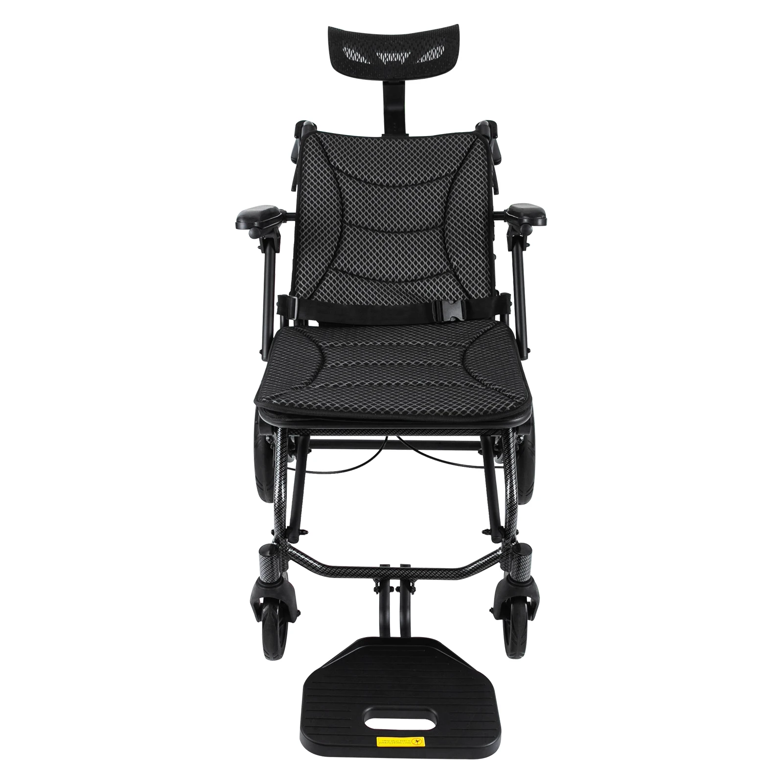 Handgeschobener Rollstuhl für Senioren, Faltbarer Liegerollstuhl, Leichtgewichtiger Rollstuhl mit Verstellbarer Kopfstütze, Ergonomisch – Detail 16