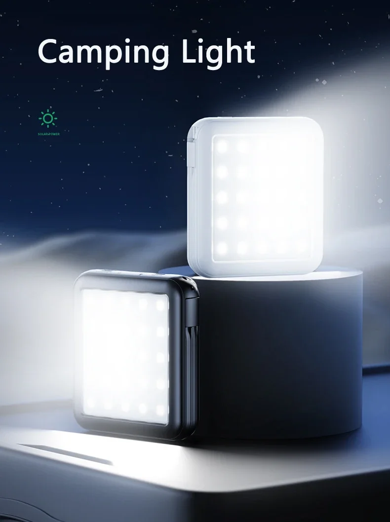 Portable Solar Power Bank With Fast Charging And Camping Light_voghion.com