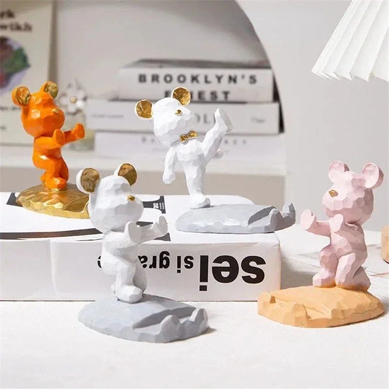

Creative Fashion Cute Bear Mobile Phone Holder Desktop Decorate Ornament Girl Valentine's Day Present Sturdy Mobile Phone Holder